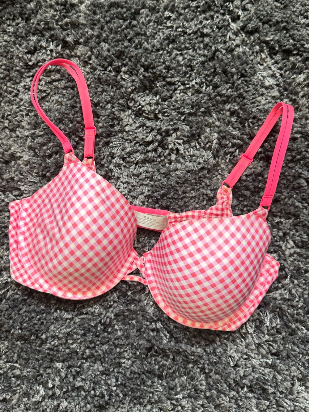 Victoria Secret Vintage Lightly Lined Pink & White Gingham- Size 36D